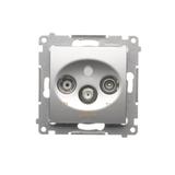 Simon 54 Gniazdo R-TV-DATA srebrny mat