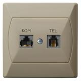 AKCENT Gniazdo komputerowo-telefoniczne RJ 45 kat. 5e, (8-stykowe) + RJ 11 (4-stykowe) - kolor beżow
