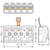 złączka zasilająca 5-biegunowa bez stopek ze stykiem PE