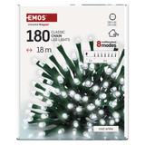 Lampki choinkowe Classic 180 LED 18m zimna biel IP44 8 programów timer D4AC24 EMOS