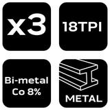 Zestaw brzeszczotów do metalu 3szt, GRAPHITE 56H072 GTX 58-072 GTX Poland