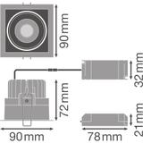 Oprawa SPOT SQUARE DARKLIGHT ADJUST 8W 3000K FL WT