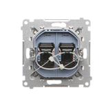 Simon 55 Gniazdo komputerowe podwójne RJ45 kategoria 6 z przesłoną przeciwkurzową Jasnoszary mat