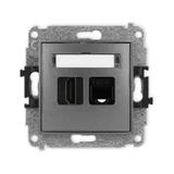 ICON Mechanizm gniazda pojedynczego HDMI 2.0 + gniazda komp. poj. 1xRJ45, kat. 5e, 8-stykowy grafito
