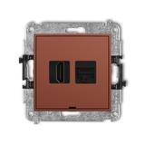 Karlik MINI Gniazdo HDMI 2.1 8K + gniazdo komputerowe RJ45 kat.6A terakota 63MGHKBO-86A KARLIK