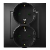 ARIA Gniazdo podwójne z uziemieniem schuko z przesłonami torów prądowych, kompletne z ramką - kolor