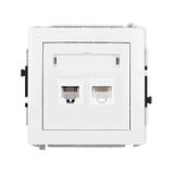 DECO Mechanizm gniazda telefonicznego pojedynczego 1xRJ11 + komputerowego pojedynczego 1xRJ45, kat.