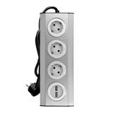 Gniazdo meblowe kuchenne z ładowarką USB montowane na rzepy z przewodem 1,5m - 3x2P+Z schuko 2xUS FS