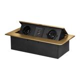 Gniazdo meblowe wpuszczane w blat z płaskim frezowanym rantem i ładowarką USB, 2x2P+Z, 2xUSB (typ A+