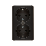 Simon 54 Gniazdo podwójne Schuko n/t z przesłonami wersja skandynawska 16A z. śrub. antracyt