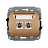 TREND Mechanizm gniazda antenowego podwójnego typu F (SAT) niklowany złoty metalik