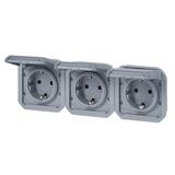 NOWE PLEXO - GNIAZDO SCHUKO 3X2P+Z POZIOME MECHANIZM 16A-250V SZARE 069578L LEGRAND