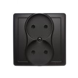 Simon BASIC WMUW-10200x-Y011 Gniazdo wtyczkowe bez uziemienia podwójne, monoblok, 16A, 250V~, zacisk BMG2/49 KONTAKT