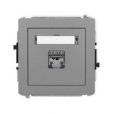 DECO Mechanizm gniazda komputerowego pojedynczego 1xRJ45, kat. 5e, ekranowany, 8-stykowy szary mat