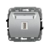 TREND Mechanizm gniazda pojedynczego USB A-A 2.0 srebrny metalik