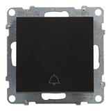 SUNO - Przycisk pojedynczy z symbolem dzwonka - 6 A - 250 V~ - zaciski automatyczne, Czarny, Legrand