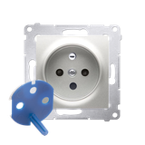 Simon 54 Gniazdo DATA z kluczem uprawniającym 16A z. śrub. srebrny mat
