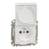 Sedna Design & Elements Gniazdo pojedyncze z uziemieniem z przesłonami zaciski bezgwintowe IP44 białe SDD211014 Schneider