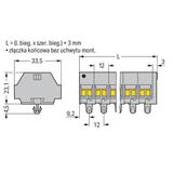 listwa zaciskowa 4-przewodowa 4 mm2 7-torowa szara stopki montażowe /50szt./ WAGO