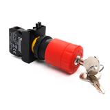 Przycisk dłoniowy bezpieczeństwa 1NC, grzybek 30 mm  z kluczem, czerwony