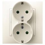 ARIA Gniazdo podwójne z uziemieniem schuko z przesłonami torów prądowych, kompletne z ramką - kolor