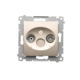 Simon 54 Gniazdo antenowe R-TV przelotowe tłumienie TV i R 10 dB złoty mat