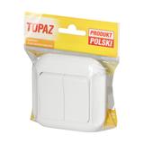 Łącznik podwójny podtynkowy 10A, 250V, świecznikowy, TOPAZ, biały