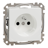 Sedna Design & Elements, gniazdo 2P+PE z przesłonami (zaciski bezgwintowe), białe