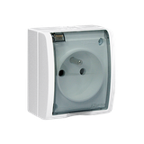 Simon Aquarius Gniazdo wtyczkowe z uziemieniem bryzgoszczelne IP54 klapka transparentna z przesłonami torów prądowych 16A 250V zaciski śrubowe biały AQGZ1Z/11A AQGZ1z/11a KONTAKT