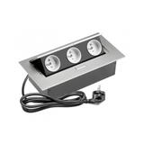 PRZEDŁUŻACZ BIURKOWY 3X GNIAZDO Z UZIEMIENIEM, KABEL ZASILAJACY Z WTYCZKĄ, ALUMINIUM