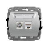 TREND Mechanizm gniazda antenowego poj. typu F (SAT) + gniazda komp. poj. 1xRJ45, kat. 6, 8-stykowy