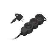 Przedłużacz 3-krotny 2P+Z (Schuko), 5m H05VV-F 3x1,5mm2, Imax=16A, płaska wtyczka, czarny