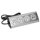 Gniazdo meblowe, kuchenne z ładowarką USB, montowane na rzepy z przewodem 1,5m - 3x2P+Z schuko, 2xUS FS-4(GS) ORNO