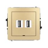 DECO Mechanizm gniazda podwójnego 2xUSB A-A 2.0, bez pola opisowego złoty