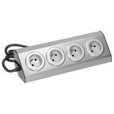 Gniazdo meblowe, kuchenne montowane na rzepy 4x2P+Z INOX z przewodem 1,5m. FS-2 ORNO