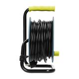 Przedłużacz bębnowy MINI, 4 gniazda 2P+Z (Schuko), metalowy stojak, polwinit H05VV-F 3x1mm2 , długość 15m, limonkowy OR-AE-1339/L(GS) ORNO