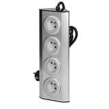 Gniazdo meblowe, kuchenne montowane na rzepy 4x2P+Z INOX z przewodem 1,5m. FS-2 ORNO