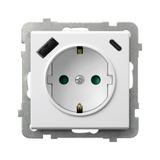 Gniazdo pojedyncze z uziemieniem schuko z ładowarką A+C SONATA BIAŁY
