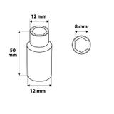 Nasadka sześciokątna długa 1/4", 8 mm, superlock