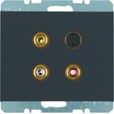 BERKER K.1 Gniazdo 3xCinch / S-Video antracyt 3315327006 HAGER