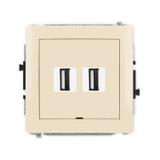 DECO Mechanizm gniazda podwójnego 2xUSB A-A 2.0, bez pola opisowego beżowy