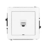 DECO Mechanizm gniazda komputerowego pojedynczego 1xRJ45, kat. 6, 8-stykowy, bez pola opisowego biał