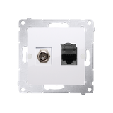 Simon 54 Gniazdo antenowe typu F+RJ45 kat.6 biały
