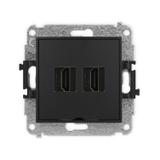 ICON Mechanizm gniazda podwójnego HDMI 2.0, bez pola opisowego czarny mat