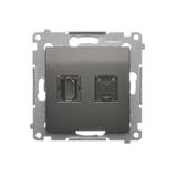 Simon 54 Gniazdo HDMI + RJ45 kat.6. antracyt DGHRJ45.01/48 KONTAKT