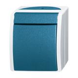 OCEAN Przycisk kołyskowy zwierny 1-biegunowy, Z zaciskiem N  IP 44 szary/zielono-niebieski