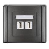 FLEXI Gniazdo podwójne 2xUSB A-A 2.0 grafitowy