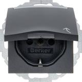BERKER B.3/B.7 Gniazdo SCHUKO z pokrywą i polem opisowym z przesłoną styków antracyt 47461606 HAGER