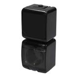 JUNIOR Łącznik schodowy z gniazdem pojedynczym z uziemieniem SCHUKO 2P+Z (klapka dymna; przesłony to