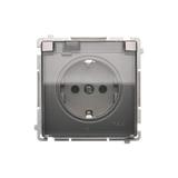 Simon Basic Gniazdo wtyczkowe Schuko do wersji IP44 16A 250Vzaciski śrubowe stal inox. Klapka transparentna BMGSZ1B.01/21A KONTAKT